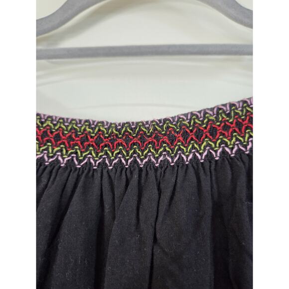 Royal Moda Black Cross-Stitch Floral Embroidered Boho Peasant Blouse, Size Large - Picture 10 of 11